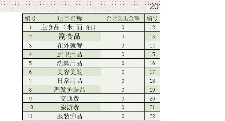 家庭记账表全模板